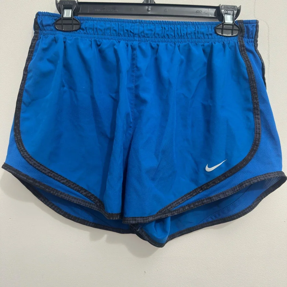 Nike Dri-FIT Tempo Running Shorts Blue Patterned Trim Athletic Women's Size M